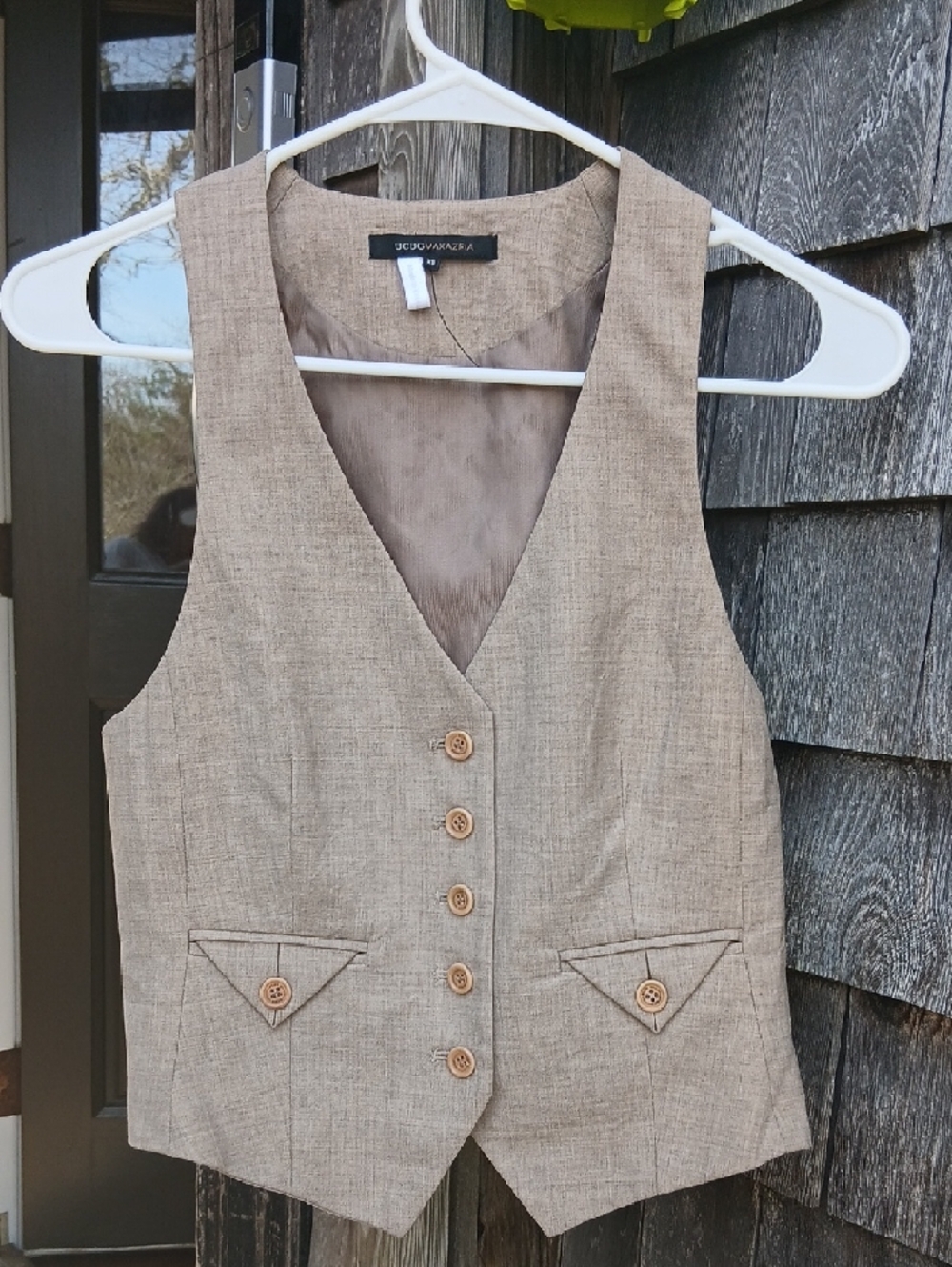 BCBGMaxAzria Beige Tailored Button Vest